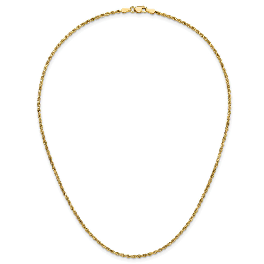 14K 5.5 inch 1.75mm Diamond-cut Rope with Lobster Clasp Chain