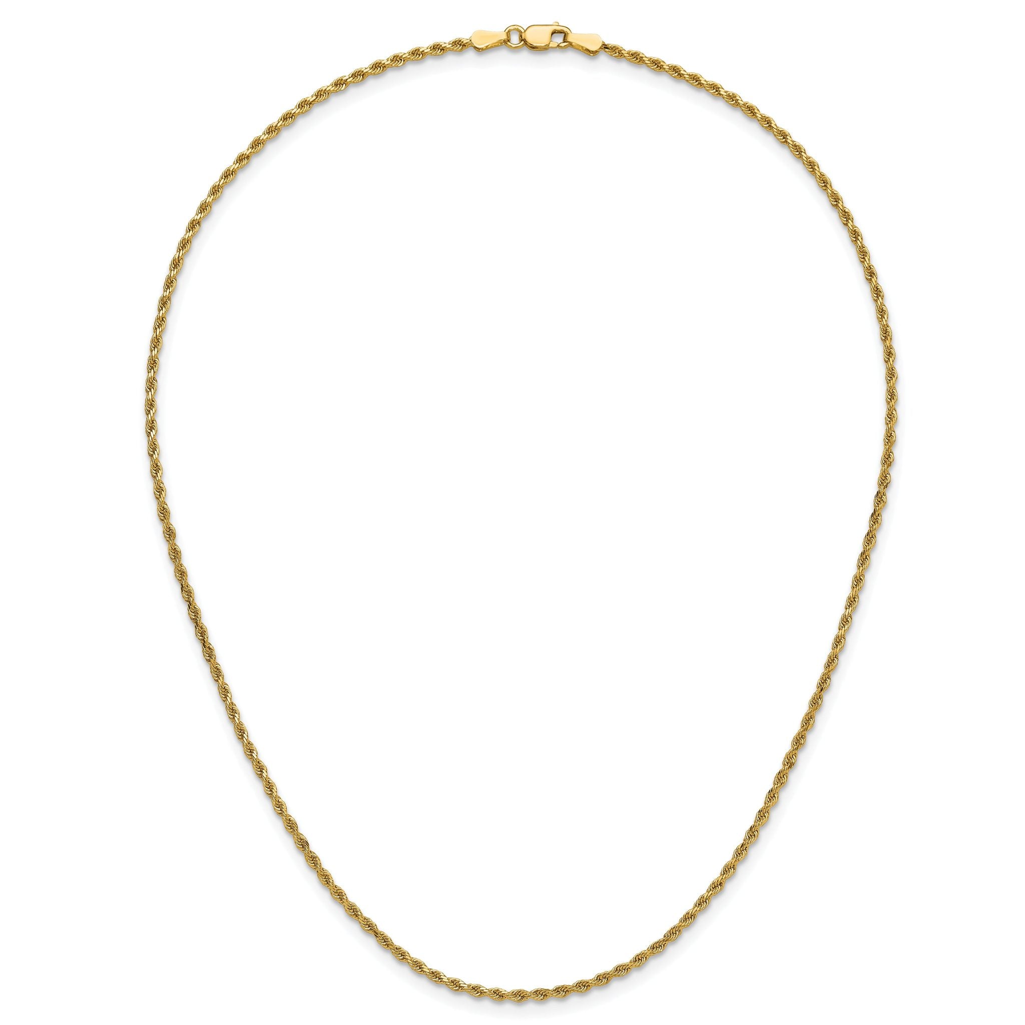 14K 5.5 inch 1.75mm Diamond-cut Rope with Lobster Clasp Chain