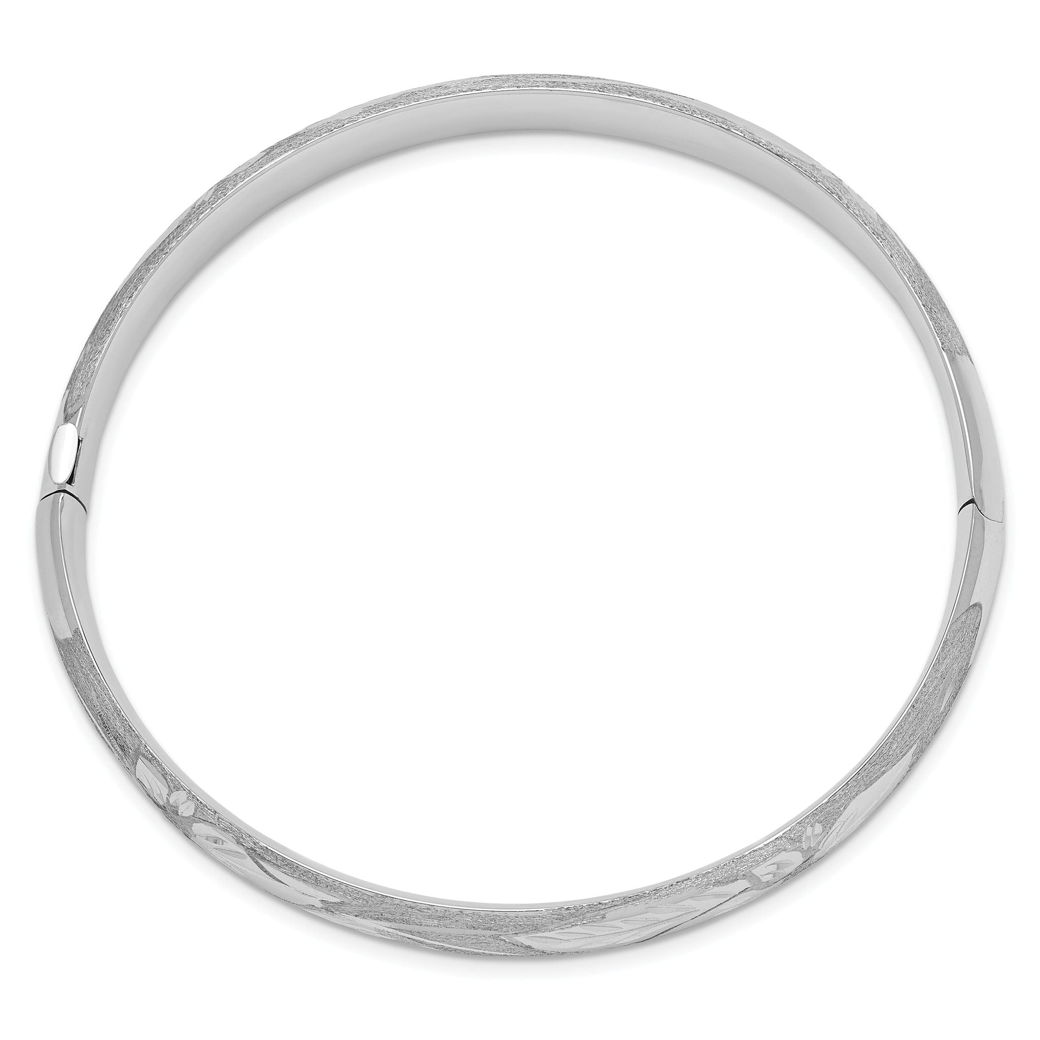 14k 5/16 White Gold Florentine Engraved Hinged Bangle Secondary image