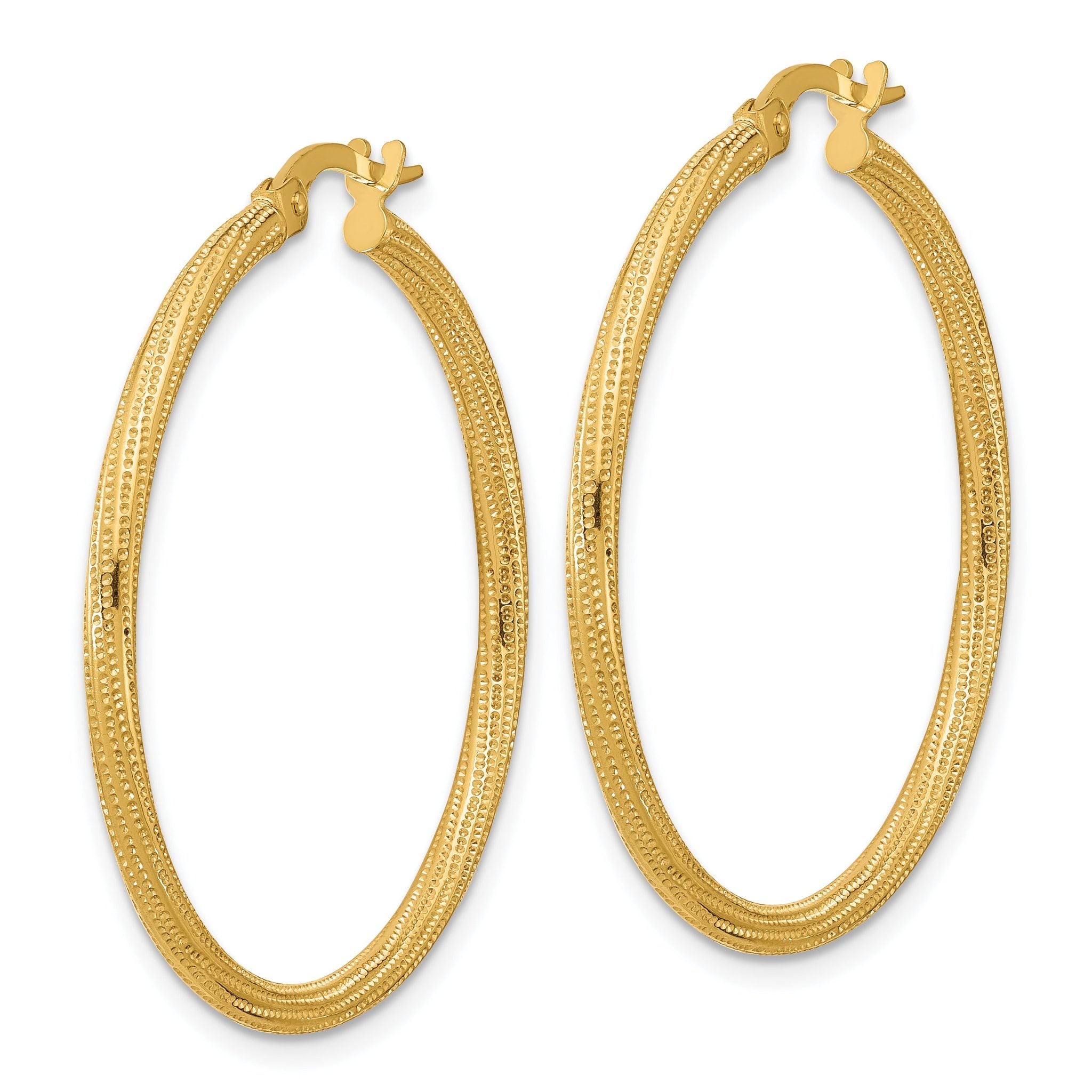 14k Polished and Textured Twisted Tube Hoop Earrings Secondary image
