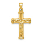 14K Gold Reversible Crucifix Pendant with Polished Finish