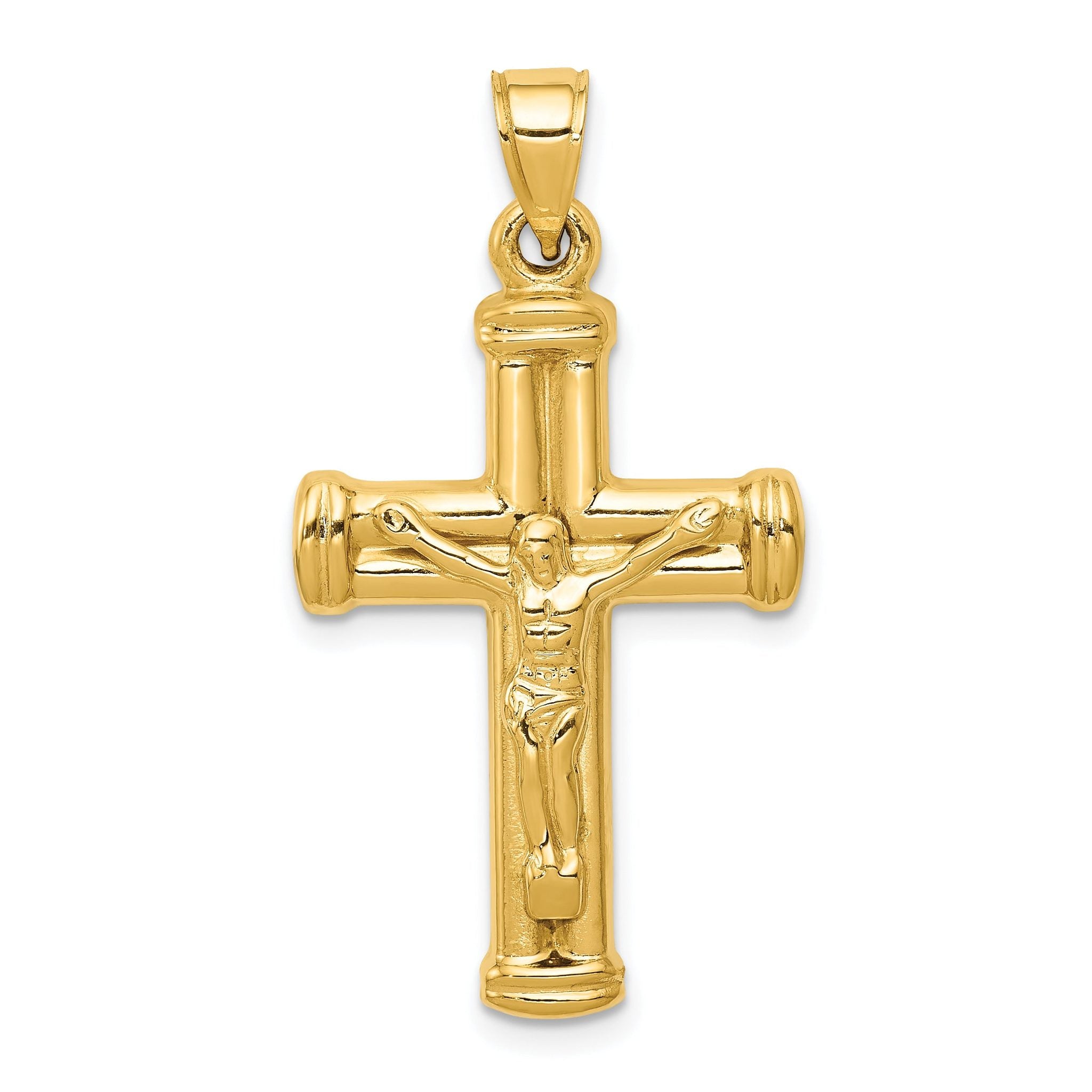 14K Gold Reversible Crucifix Pendant with Polished Finish