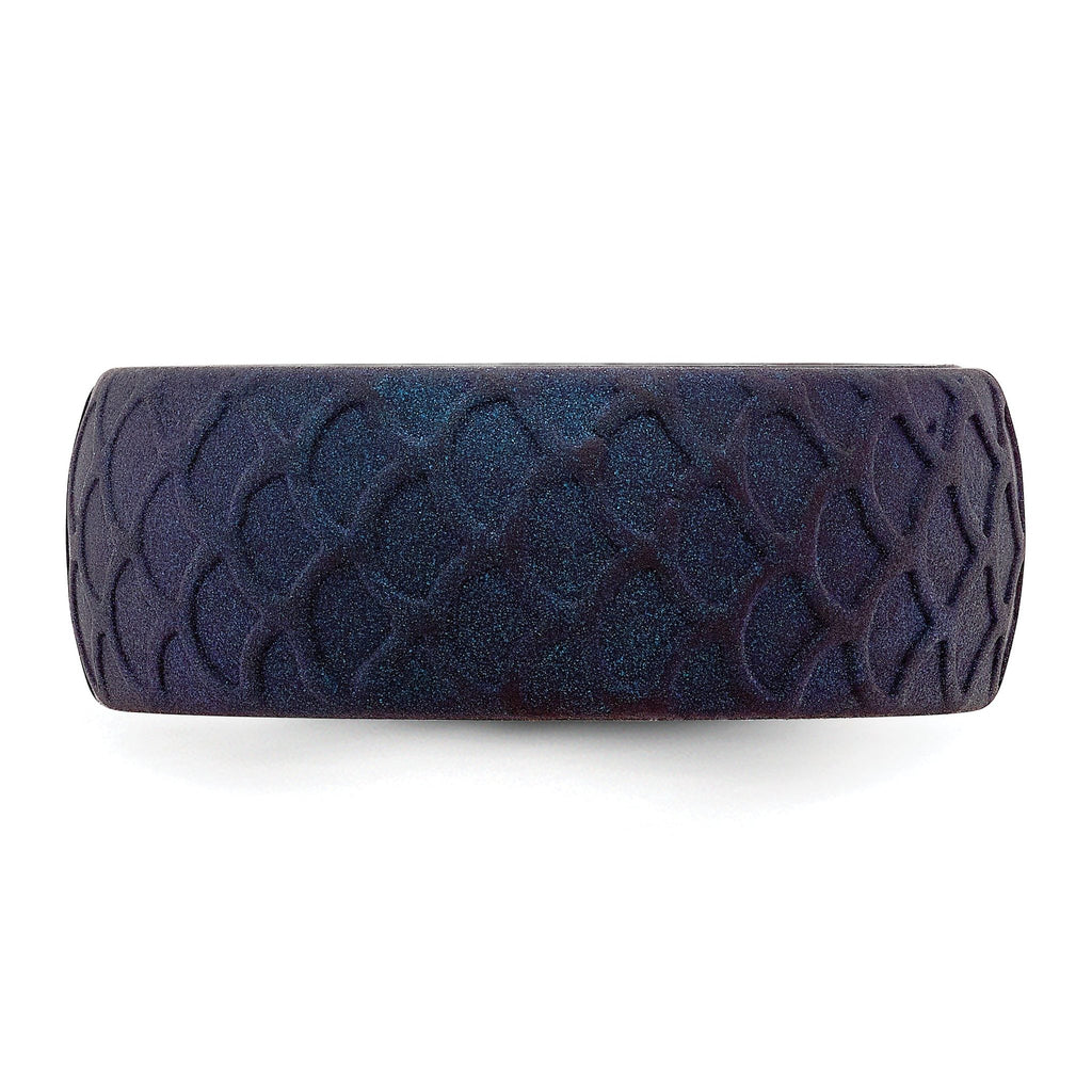 Fish Scale Pattern Wedding Band in Dark Blue Silicone, 8.7mm