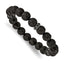 Stainless Steel Polished Black Enamel 10.5mm Lava Stone Beaded Stretch Bracelet for Men