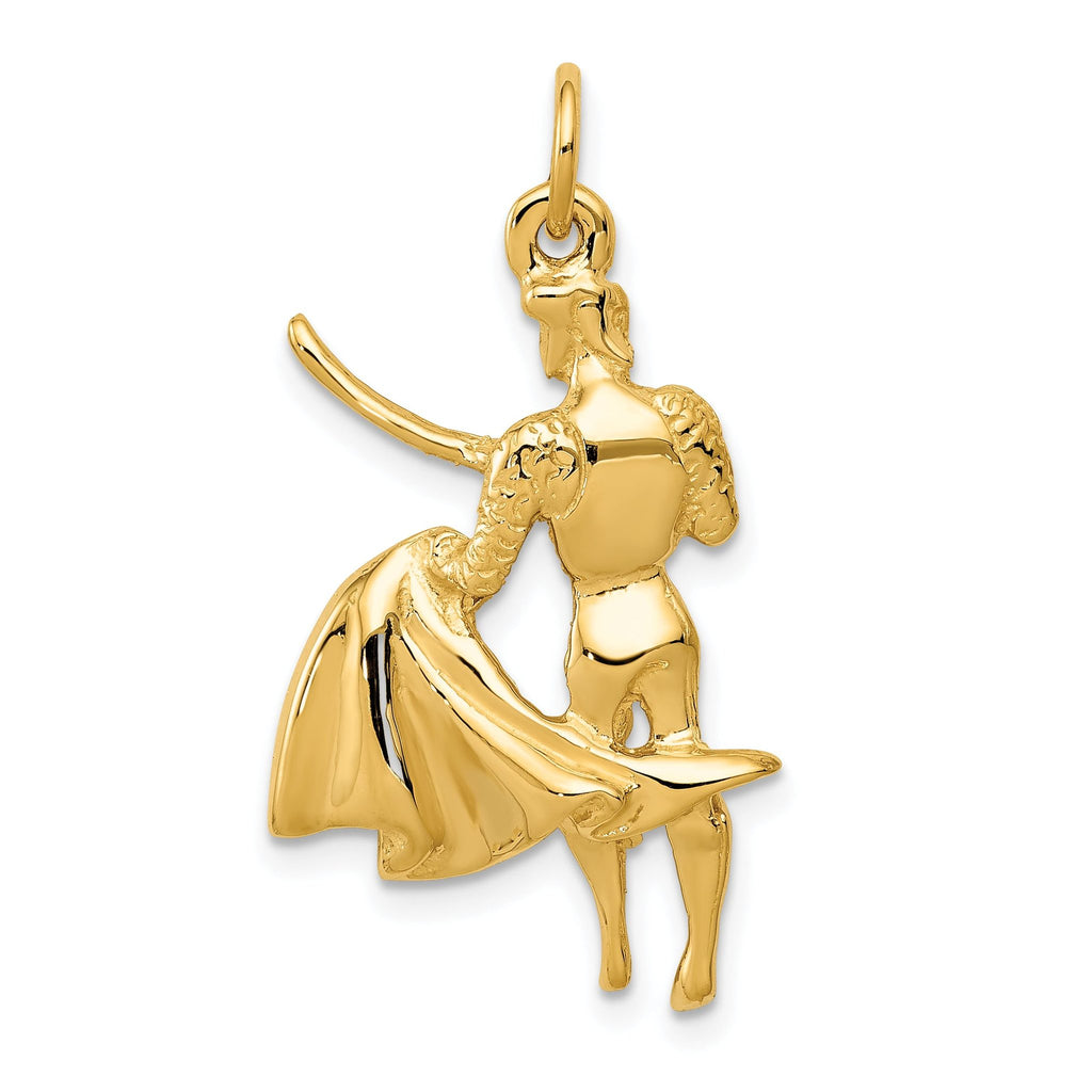 14K Gold Matador Charm with Polished Finish  Elegant Themed Pendant for Women