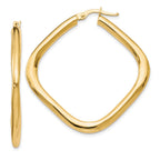 10K Gold Polished Square Hoop Earrings with Hollow Lightweight Design