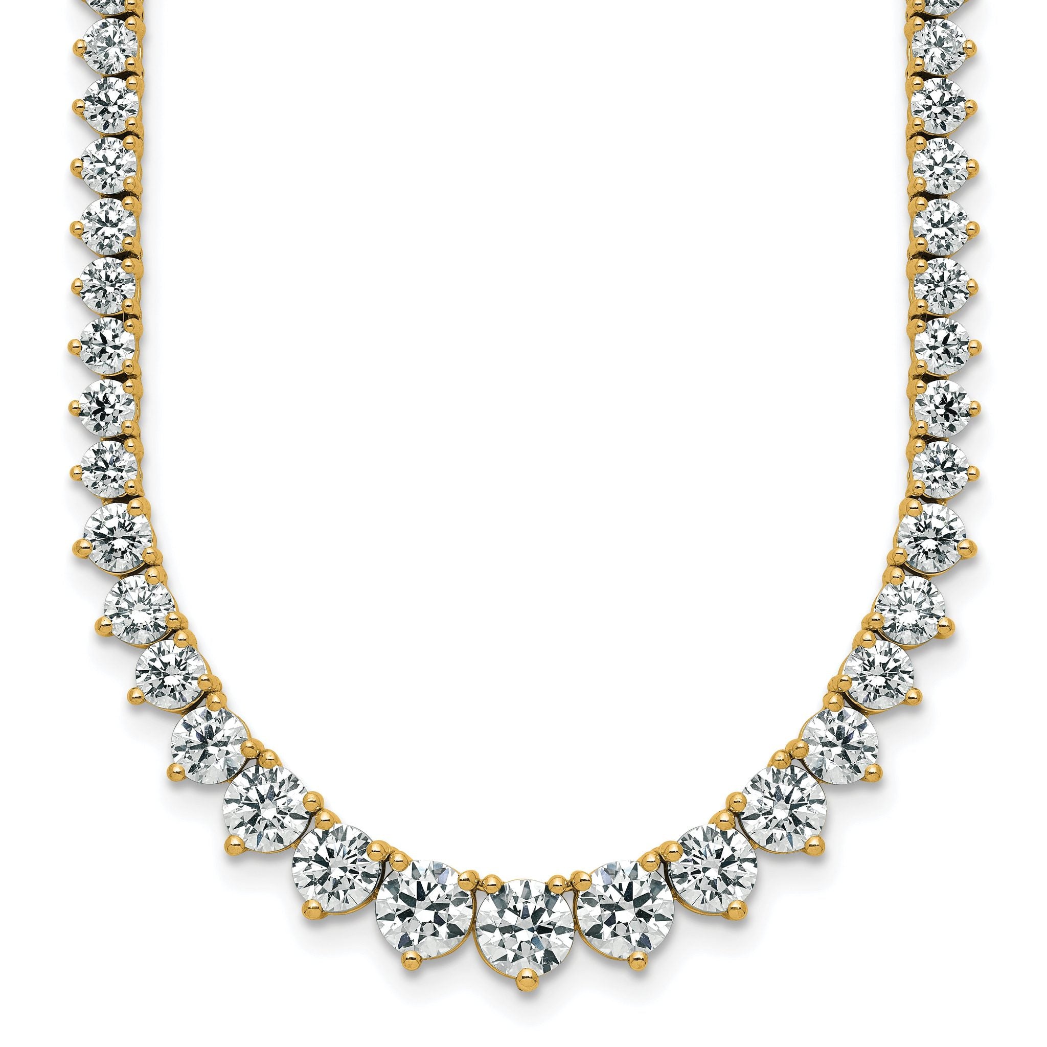 14k 16 1/3 carat Lab Grown Diamond VS+ F+ Complete Round 18 inch Graduated Tennis Necklace