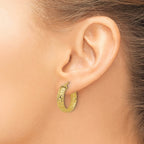 14K Polished/Textured/Diamond-cut Hoop Earrings