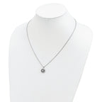 Sophia Jewelers Sterling Silver Circle Pendant Necklace: Black & White Diamonds