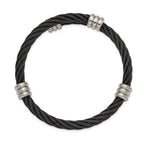 Stainless Steel Brushed and Polished Black IP-plated Wire Flexible Bangle Bracelet for Women
