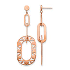 Stainless Steel Rose Gold-Tone Polished Heart Drop Dangle Earrings for Women