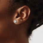 Stainless Steel Polished & Antiqued Cubic Zirconia Stud Earrings