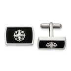 Stainless Steel Black Compass Cuff Links