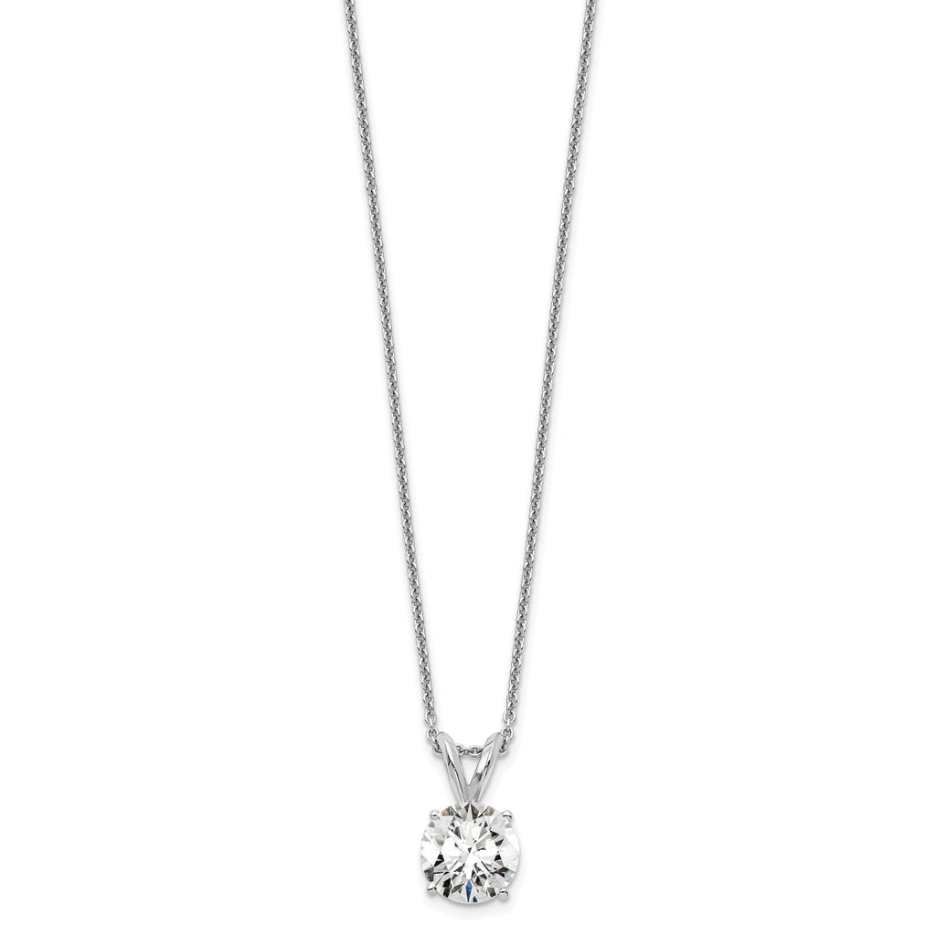 14k White Gold 1 carat Lab Grown Diamond VS/SI+ G+ Round Complete Four Prong 18 inch Solitaire Pendant Necklace