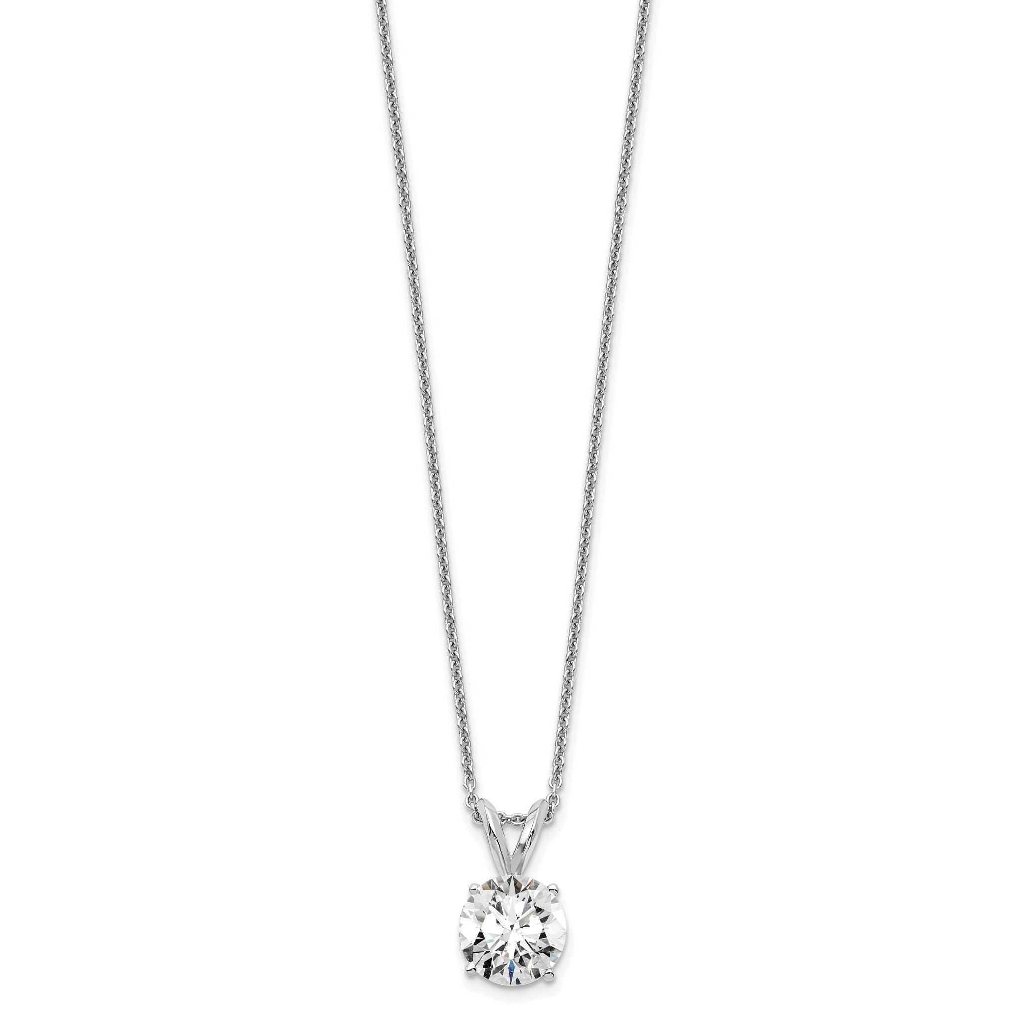 14k White Gold 1 carat Lab Grown Diamond VS/SI+ G+ Round Complete Four Prong 18 inch Solitaire Pendant Necklace