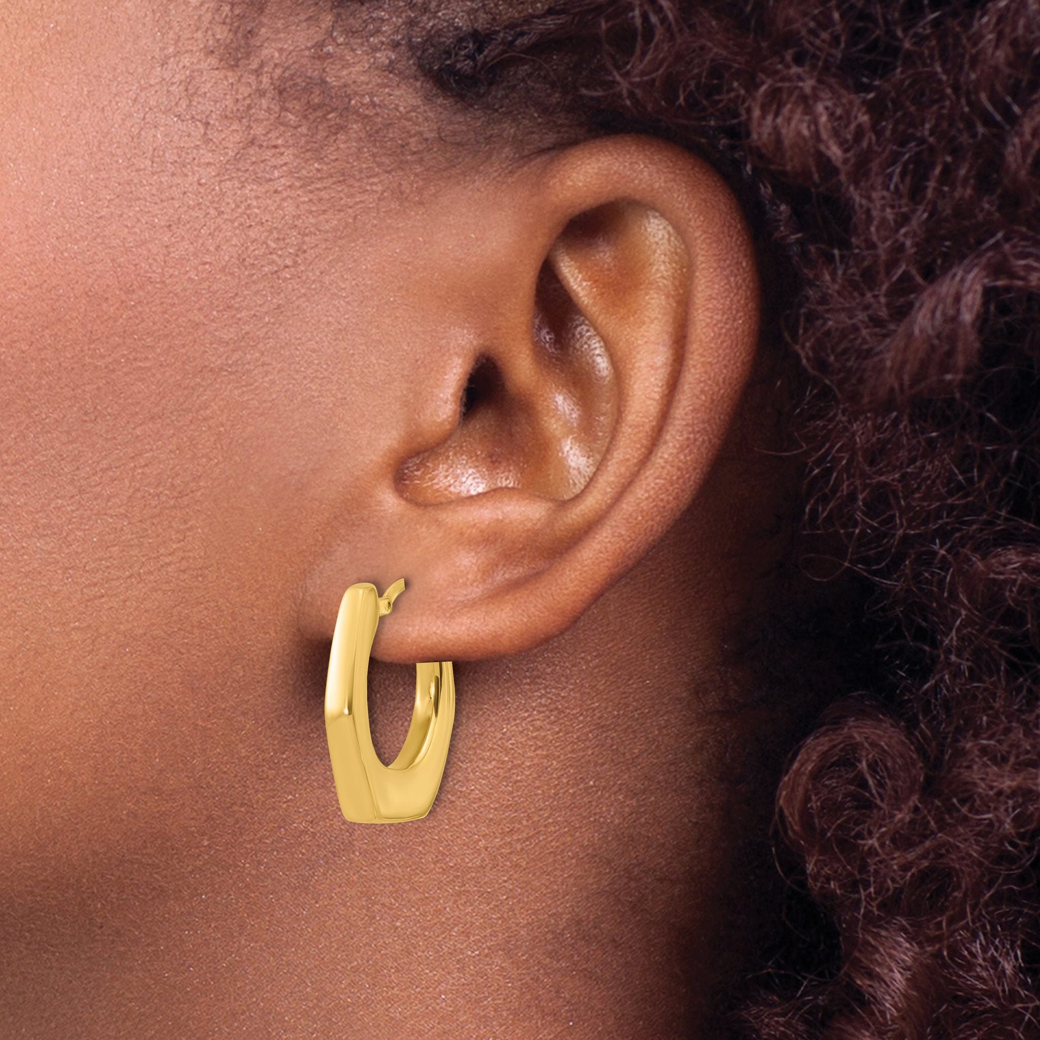 14K Polished Hollow Fancy Hoop Earrings