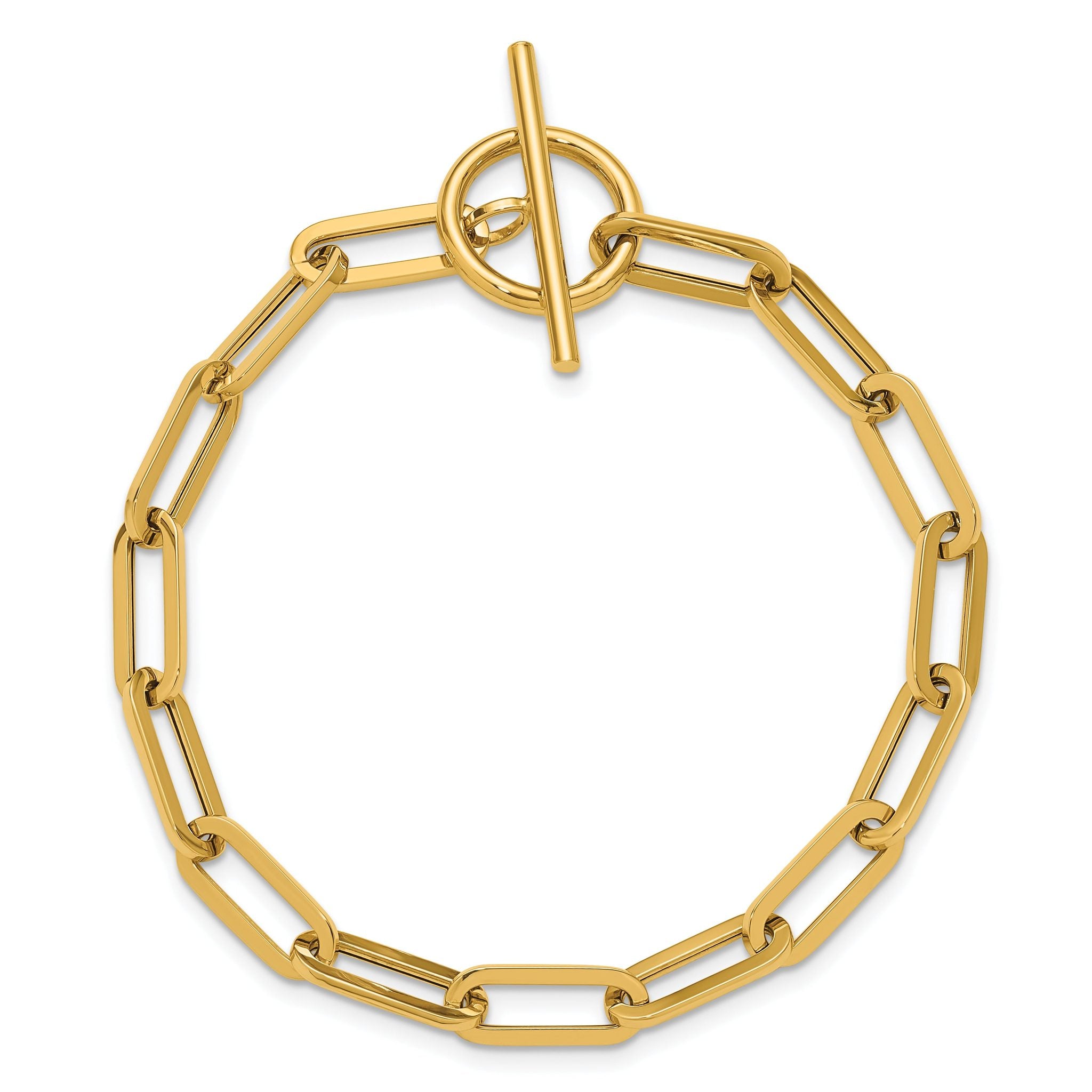 14K Polished Fancy Link Toggle Clasp Bracelet