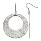 Stainless Steel Polished Textured Drop Dangle Earrings for Women