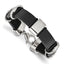 Stainless Steel Polished Black Leather Bracelet for Men