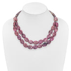 Sterling Silver Charoite, Jade, Pink and Purple Jasper With 2in ext Necklace