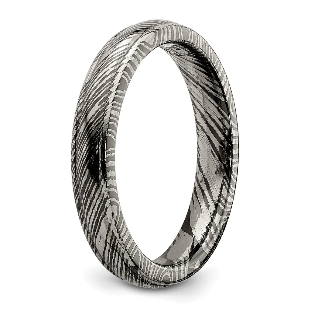 Titanium Domed Wedding Band with Ridged Edge and Polished Finish