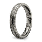 Titanium Domed Wedding Band with Ridged Edge and Polished Finish