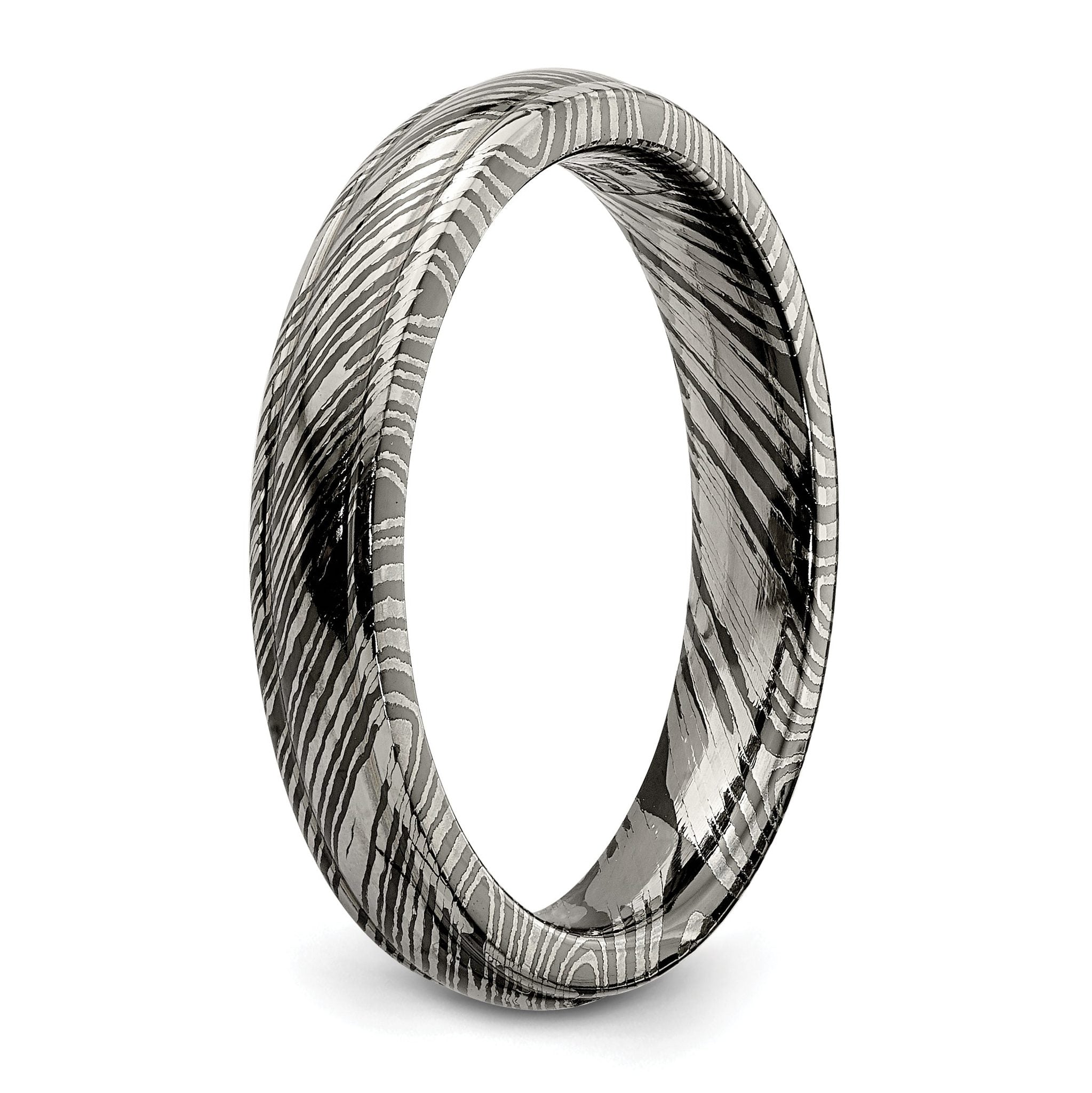 Titanium Domed Wedding Band with Ridged Edge and Polished Finish