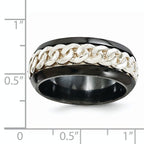 Edward Mirell Two-Tone Titanium and Silver Wedding Band, 9mm Engravable