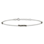 Sterling Silver Black CZ Beads 9in Plus 1 in Ext. Anklet