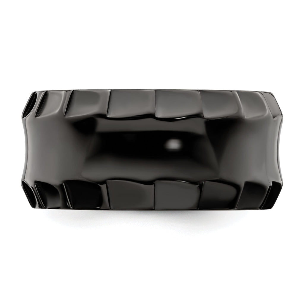 Edward Mirell Black Ti Faceted Edges Polished 12mm Ring