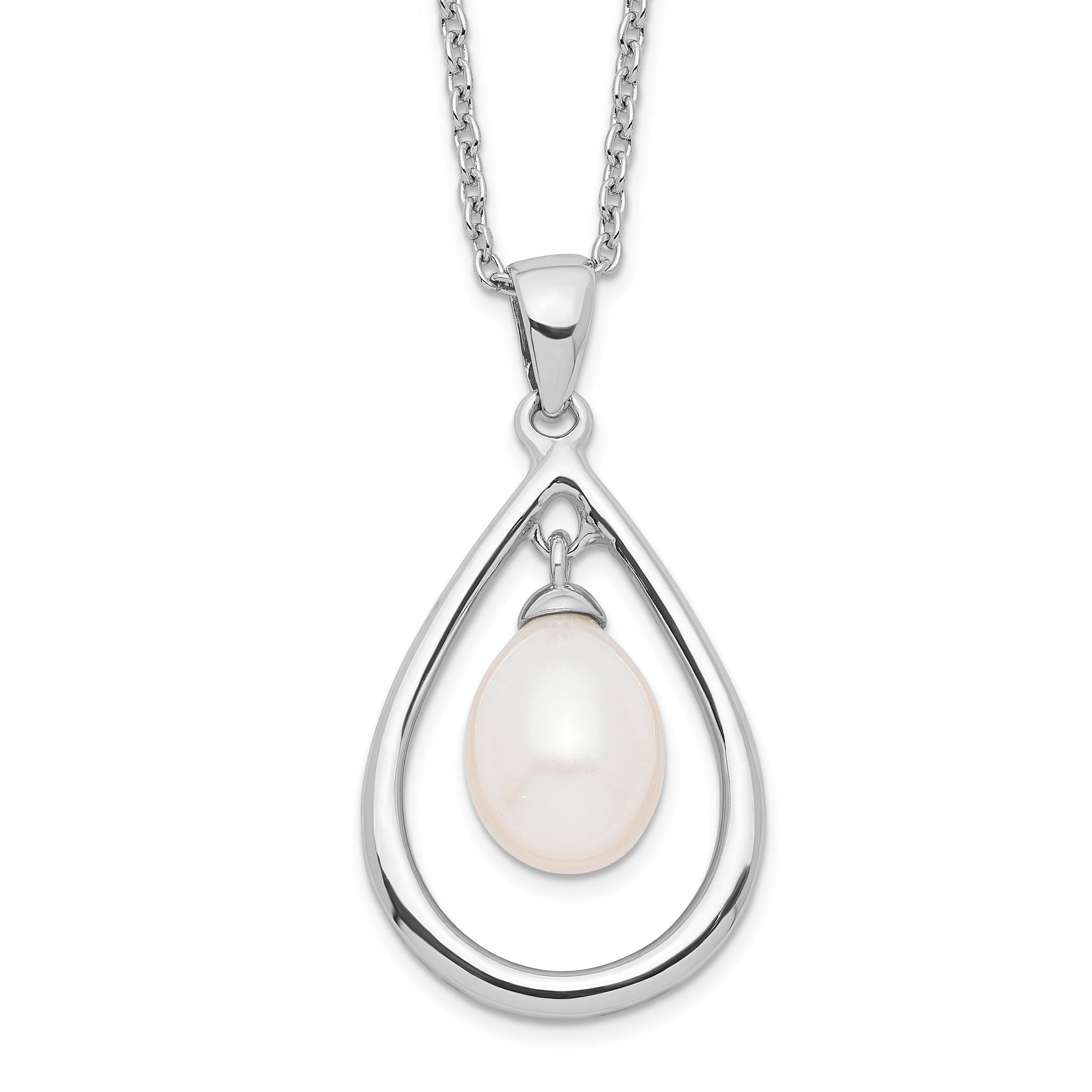 Sophia Jewelers Polished Sterling Silver Pearl Pendant Necklace 17-Inch Main image