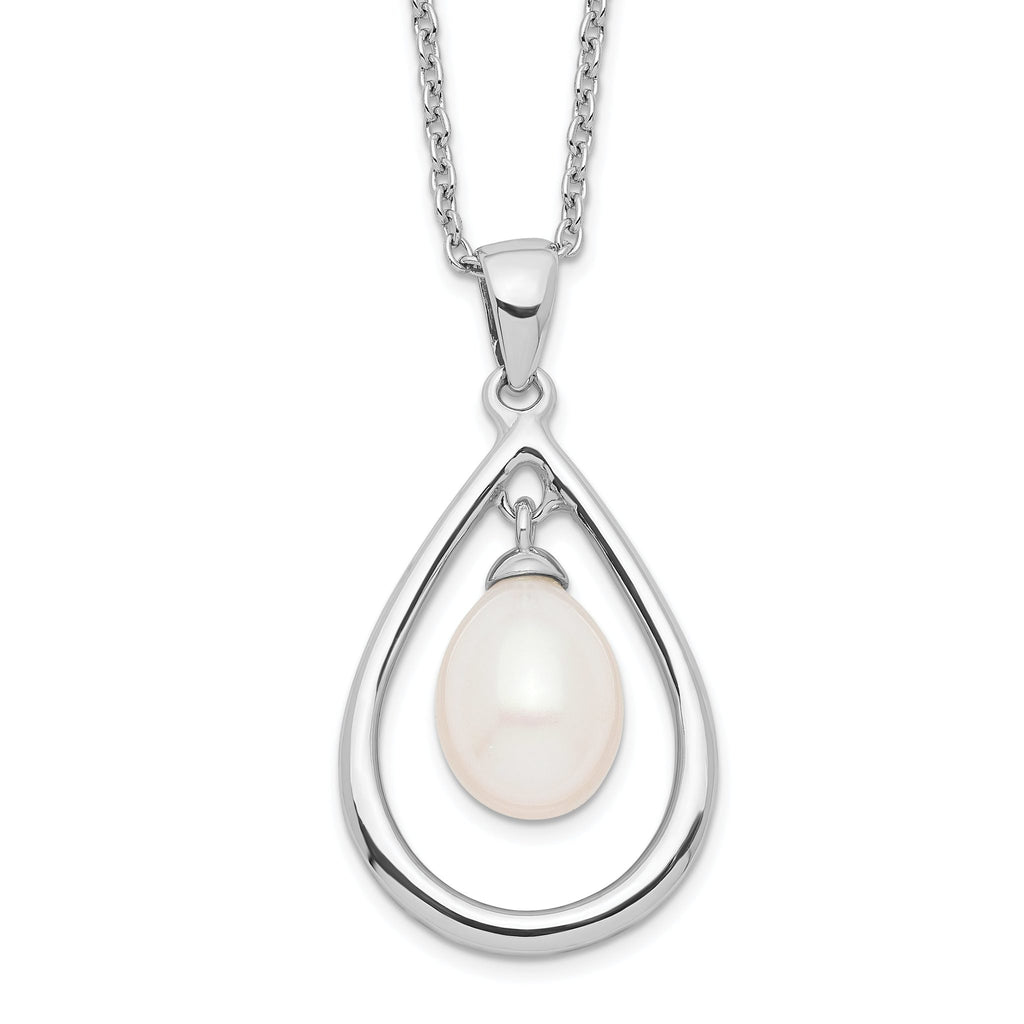 Sophia Jewelers Polished Sterling Silver Pearl Pendant Necklace 17-Inch