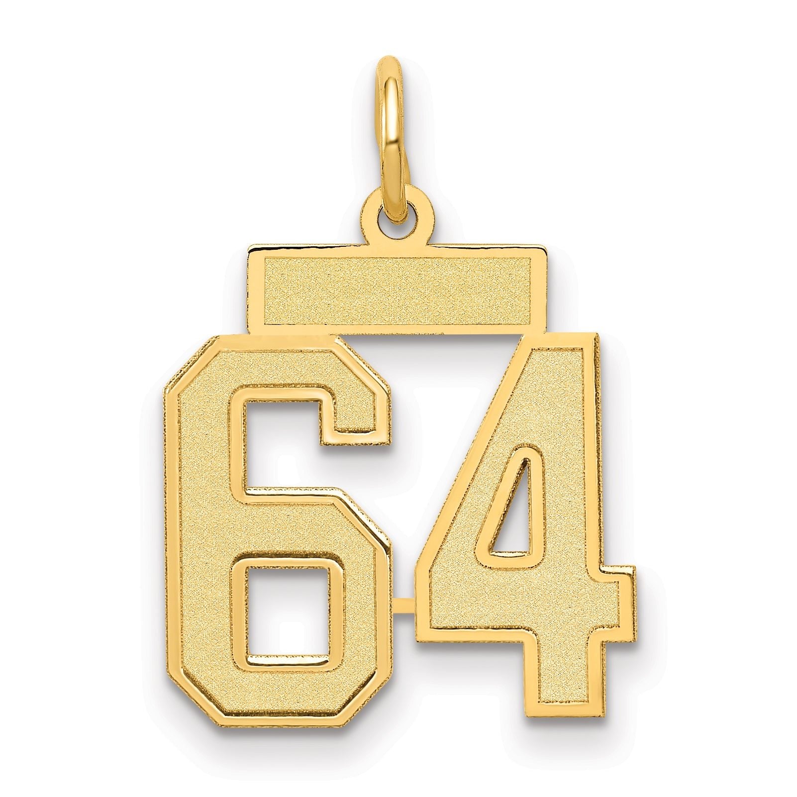 14K Gold Satin Number 64 Charm with Brushed Finish Small and Elegant Main image