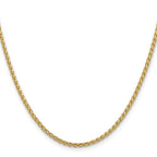 14K Yellow Gold Solid Wheat Chain Necklace 2.8mm