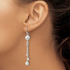 Sterling Silver Polished Beaded Multi-Strand Chain Dangle Earrings
