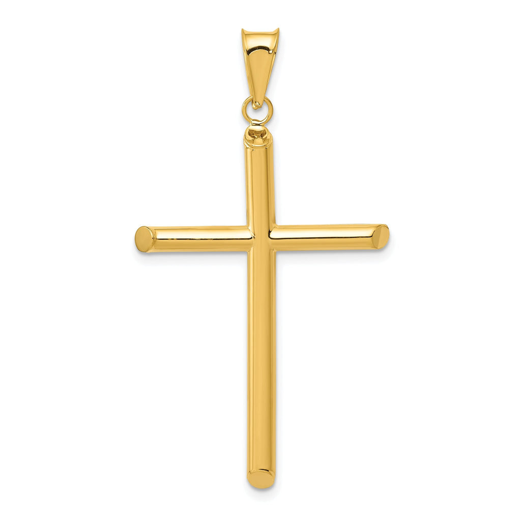 14K Gold 3D Polished Hollow Cross Pendant by Sophia Jewelers