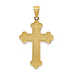 14K Gold Budded Cross Pendant with Satin and Polished Finish Elegant Design
