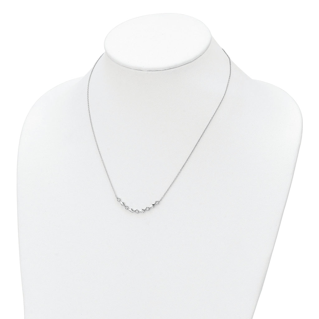Sterling Silver Rhodium-plated Polished CZ Diamond Shapes 17.75in Necklace