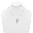 Sterling Silver with Rose-tone Polished Heart and Arrow 18 inch Toggle Necklace