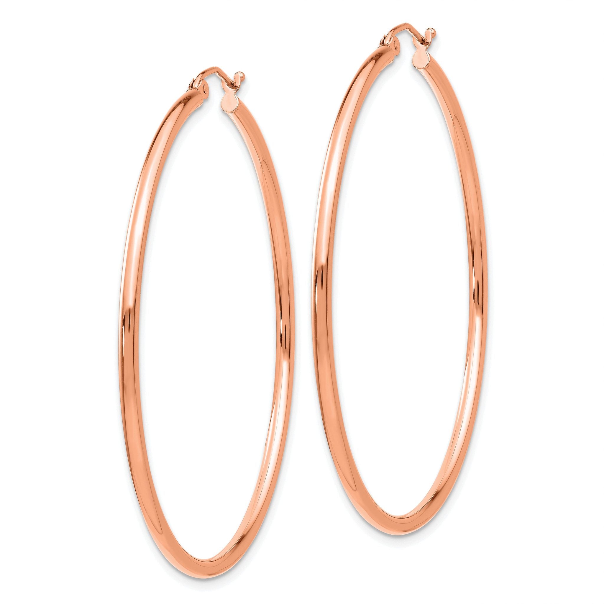 14k Rose Gold Polished 2x50mm Polished Hoop Earrings Secondary image
