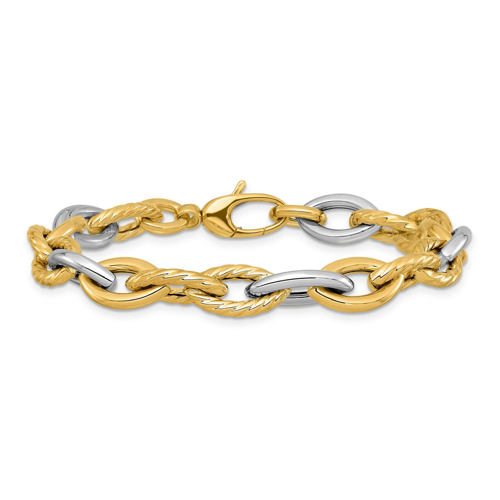 14K Two-tone Polished Fancy Link Bracelet