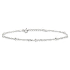 Sterling Silver Bead 7-Station 9 inch Plus 1 inch Extender - Total 10 inch Anklet