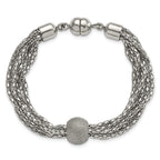 Stainless Steel Polished Multistrand Laser Cut Bead Bracelet for Women