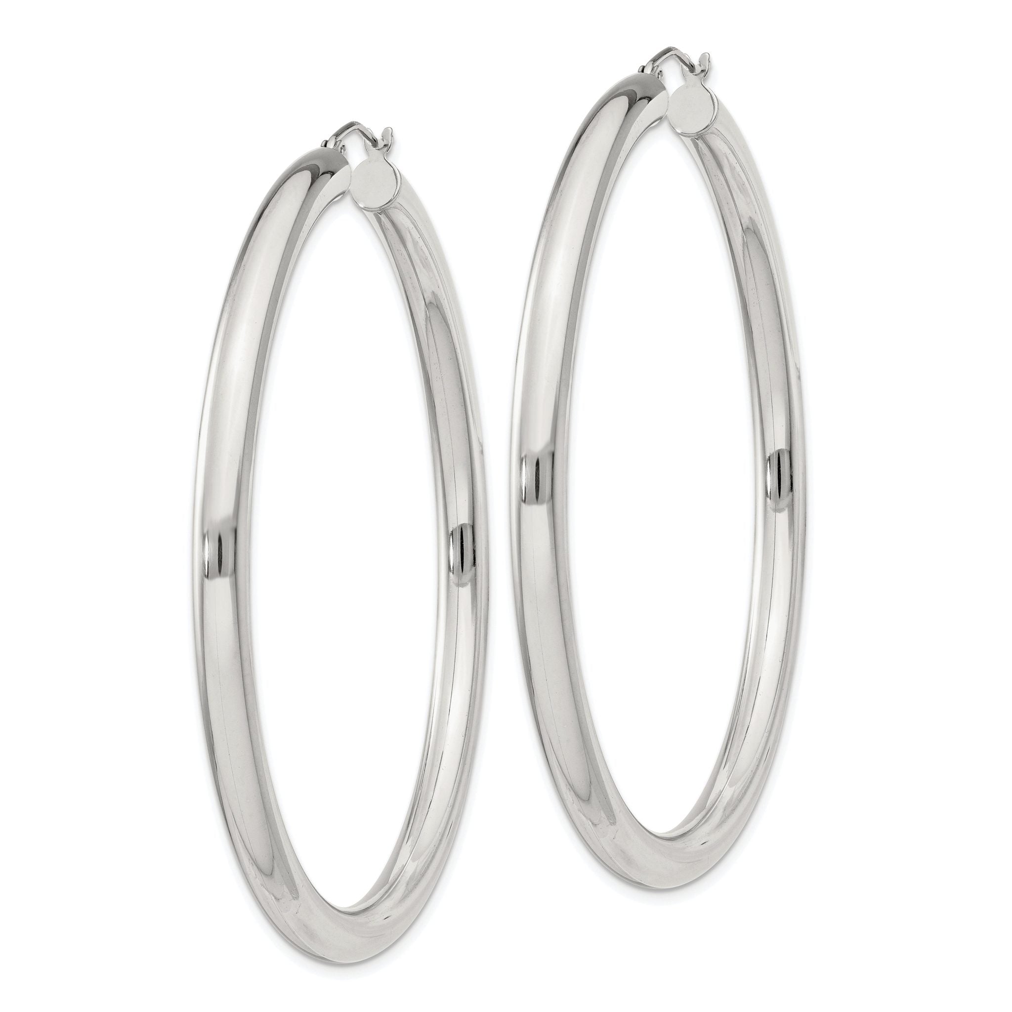 Sterling Silver 4mm Round Hoop Earrings Secondary image
