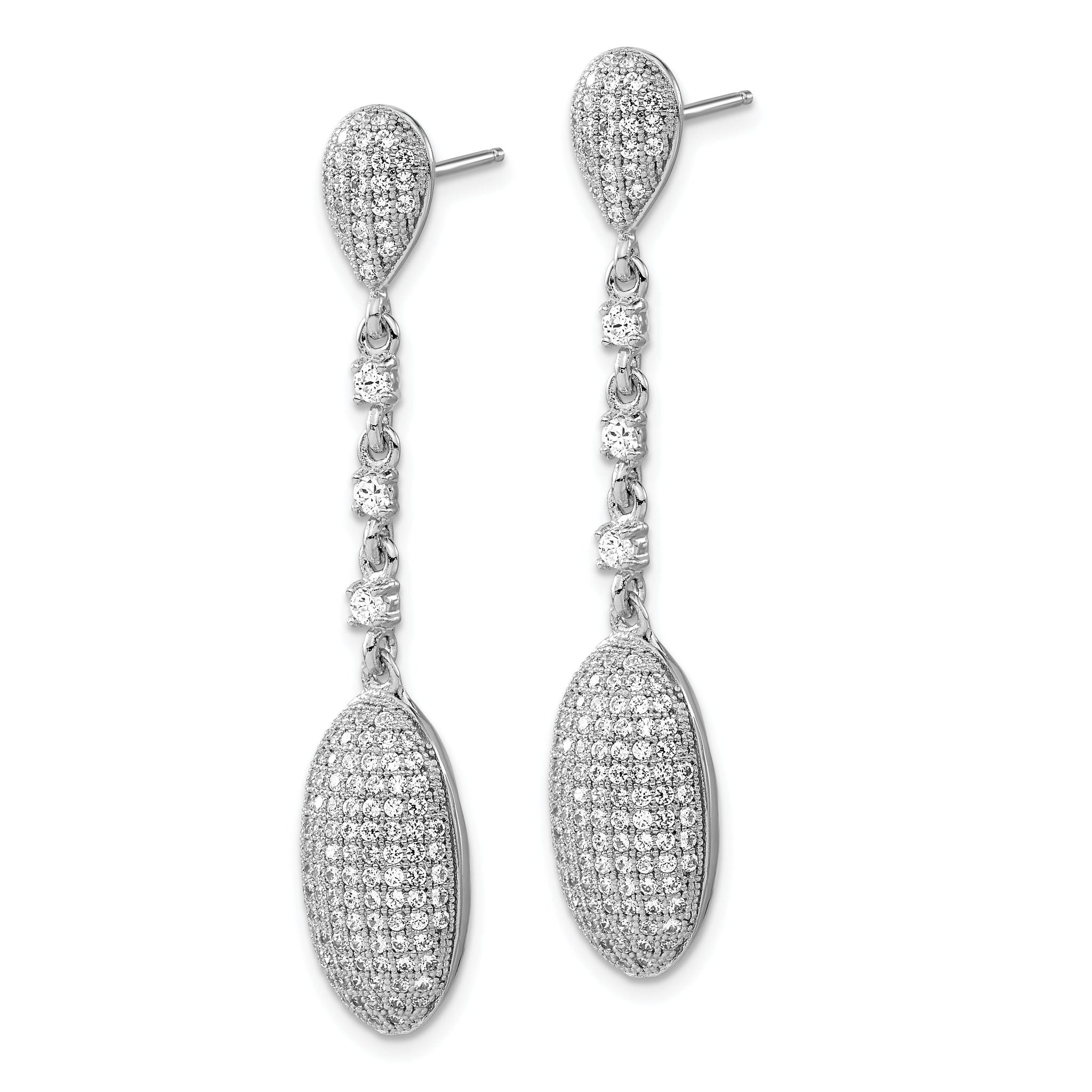 Sophia Jewelers Sterling Silver CZ Dangle Earrings with Polished Finish Secondary image