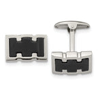 Brushed & Polished Cufflinks in Black IP-Plated Stainless Steel