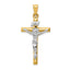 14K Two-Tone Gold INRI Crucifix Pendant with Polished Semi-Solid Design