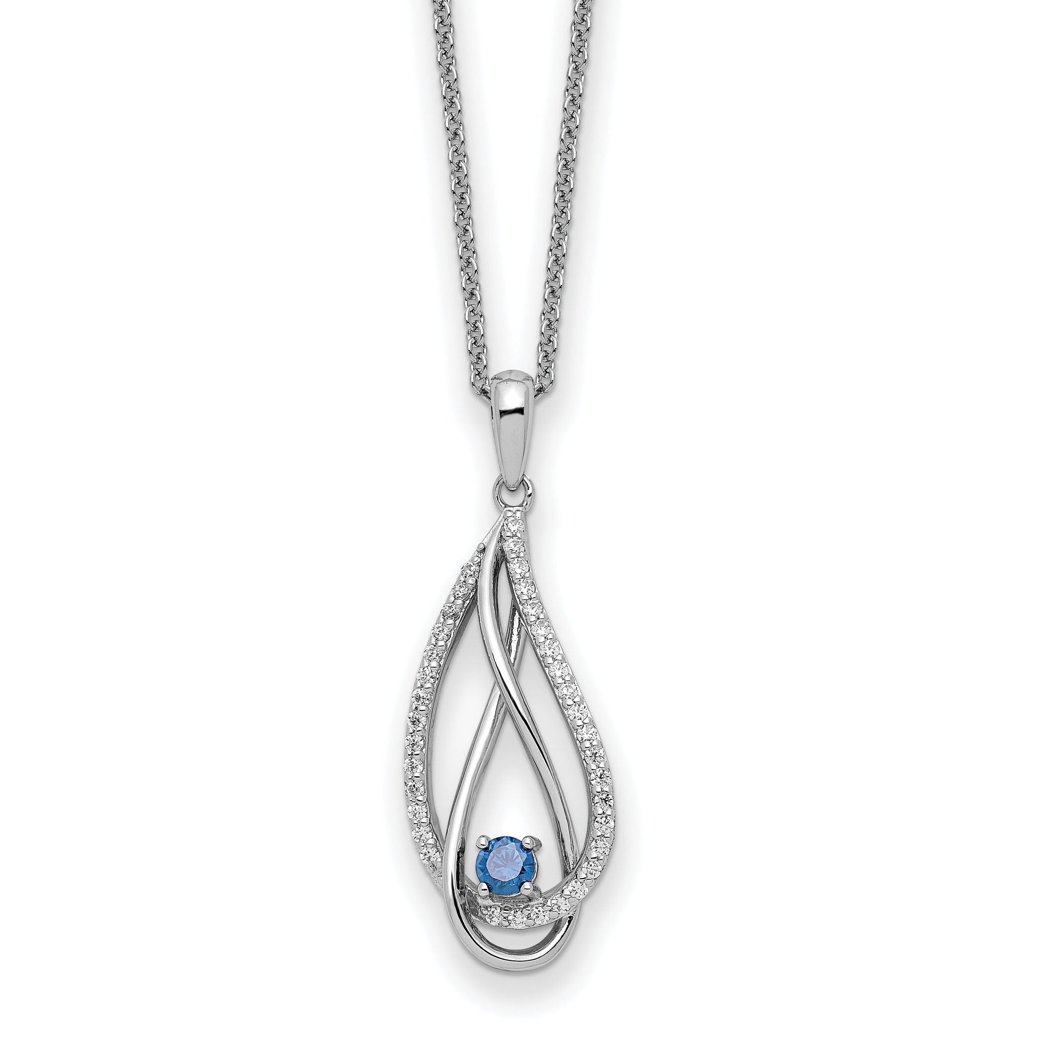 Sentimental Expressions Sterling Silver Rhodium-Rhodium-Plated Dec CZ Always in my Heart Birthstone 18in Necklace Main image
