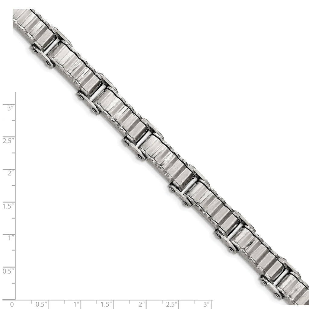 Stainless Steel Polished and Textured Bracelet for Men