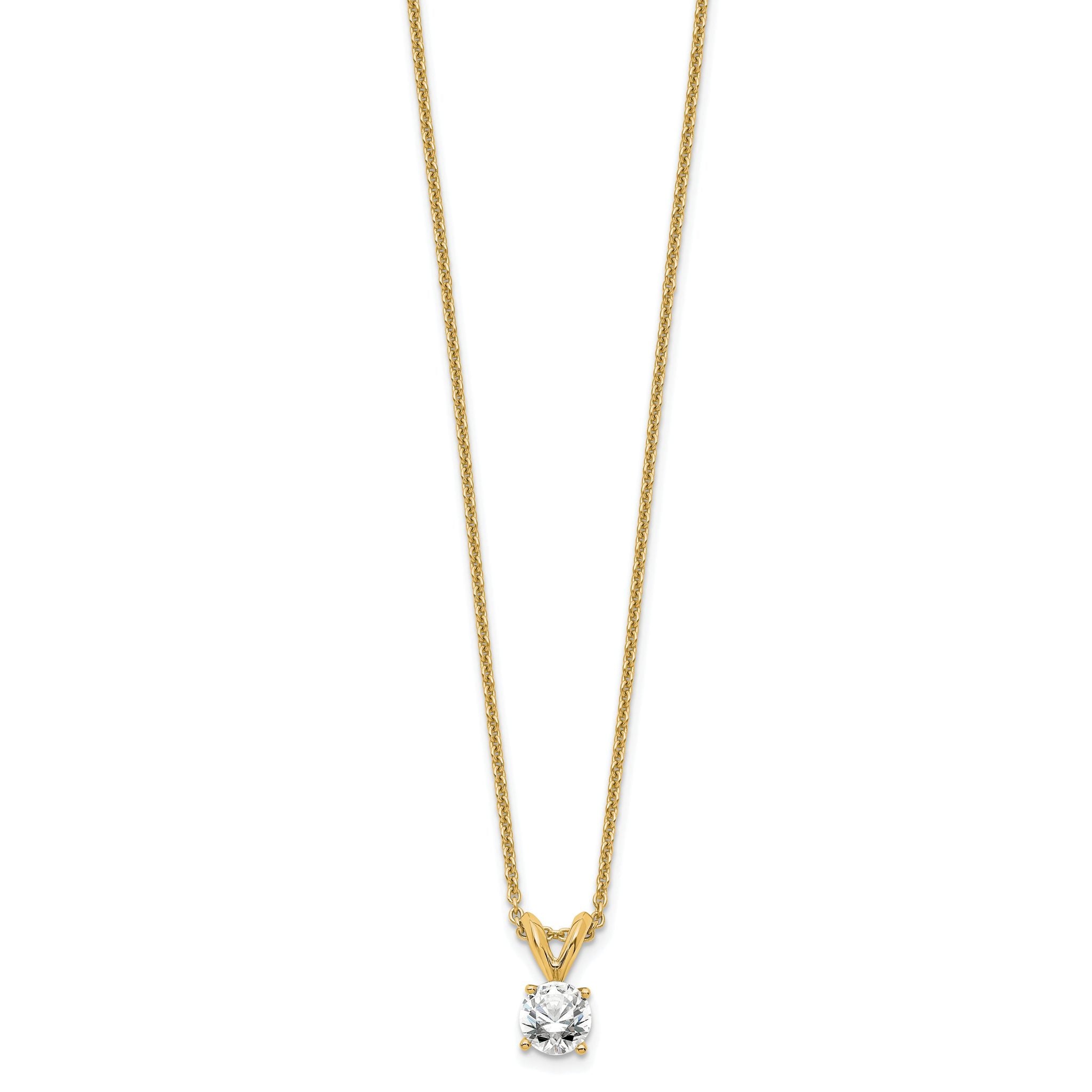 14k 1/3 carat Certified Lab Grown Diamond VS+ F+ Round Complete Four Prong 18 inch Solitaire Pendant Necklace Secondary image
